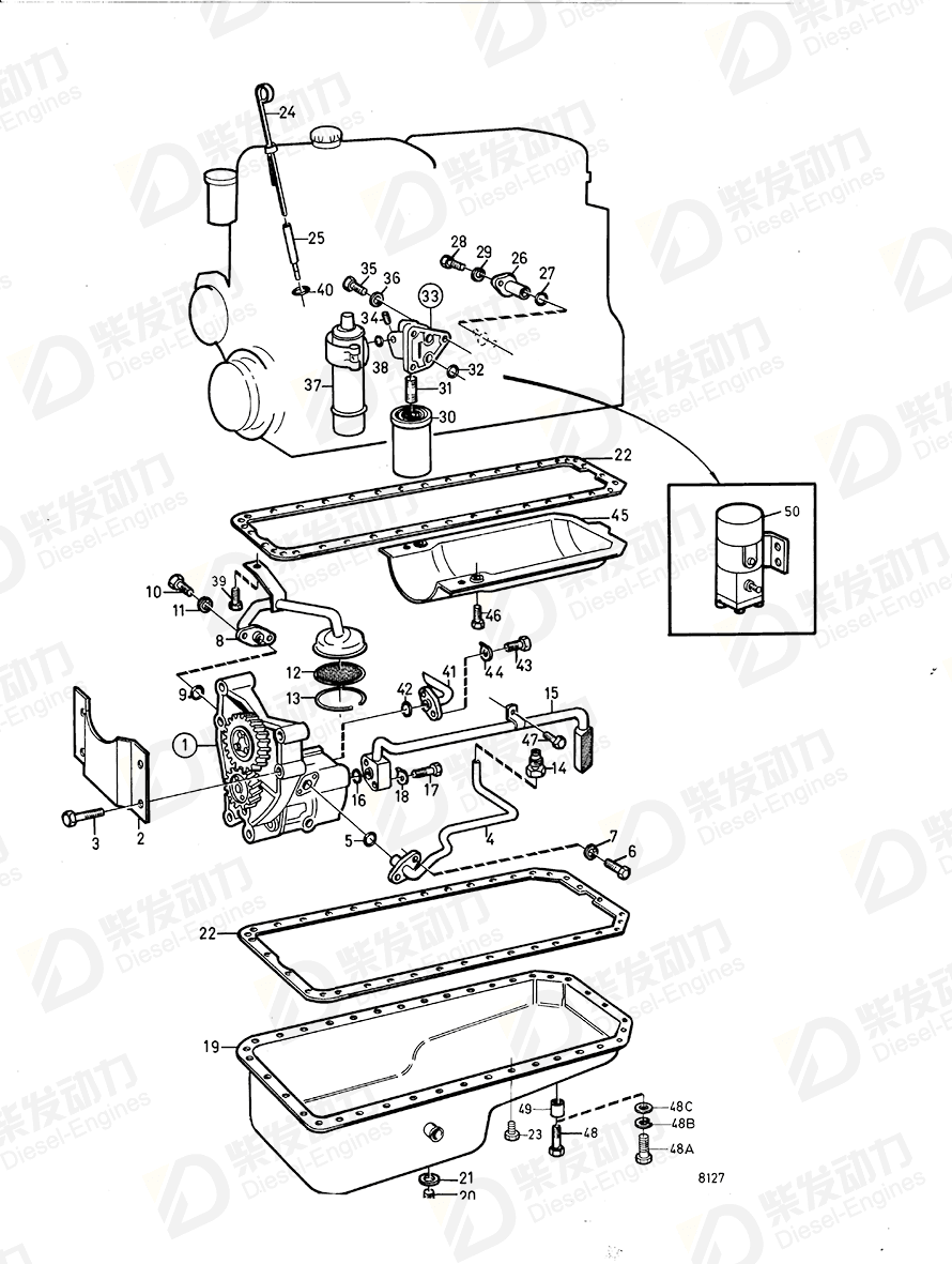 VOLVO Oil dipstick 844626 Drawing